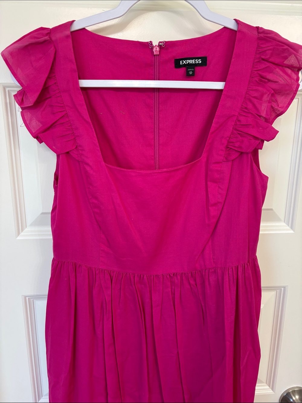 Express Fuchsia Ruffle-Sleeve Maxi Dress - Picture 3 of 4